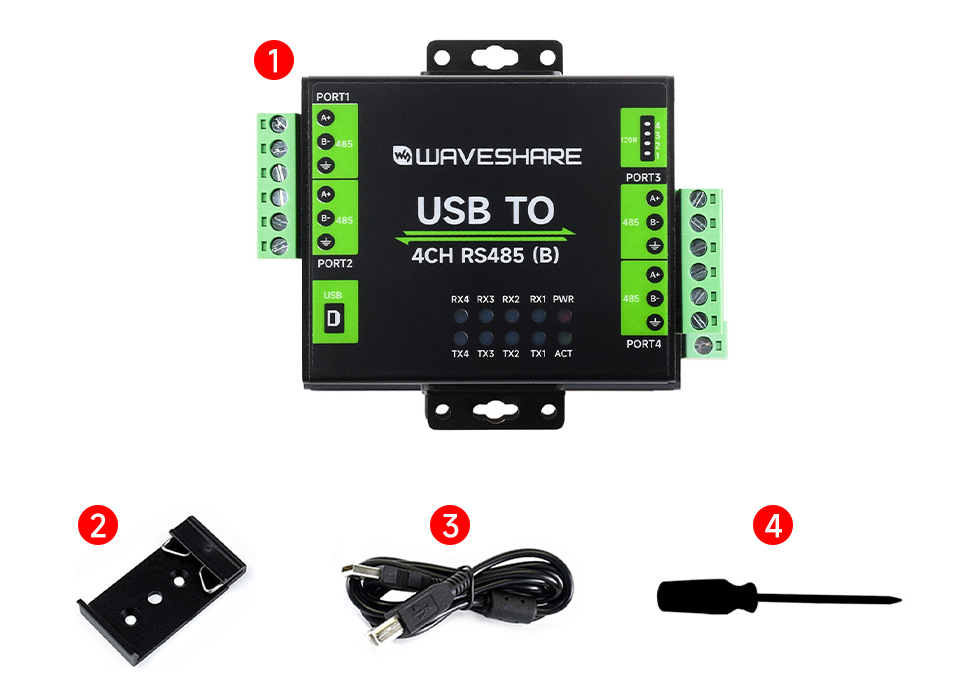 USB TO 4CH RS485 (B) 配置清单