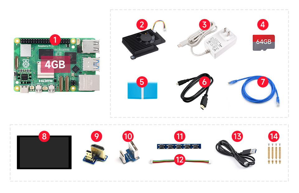 PI5-4GB Display Kit A  配置清单