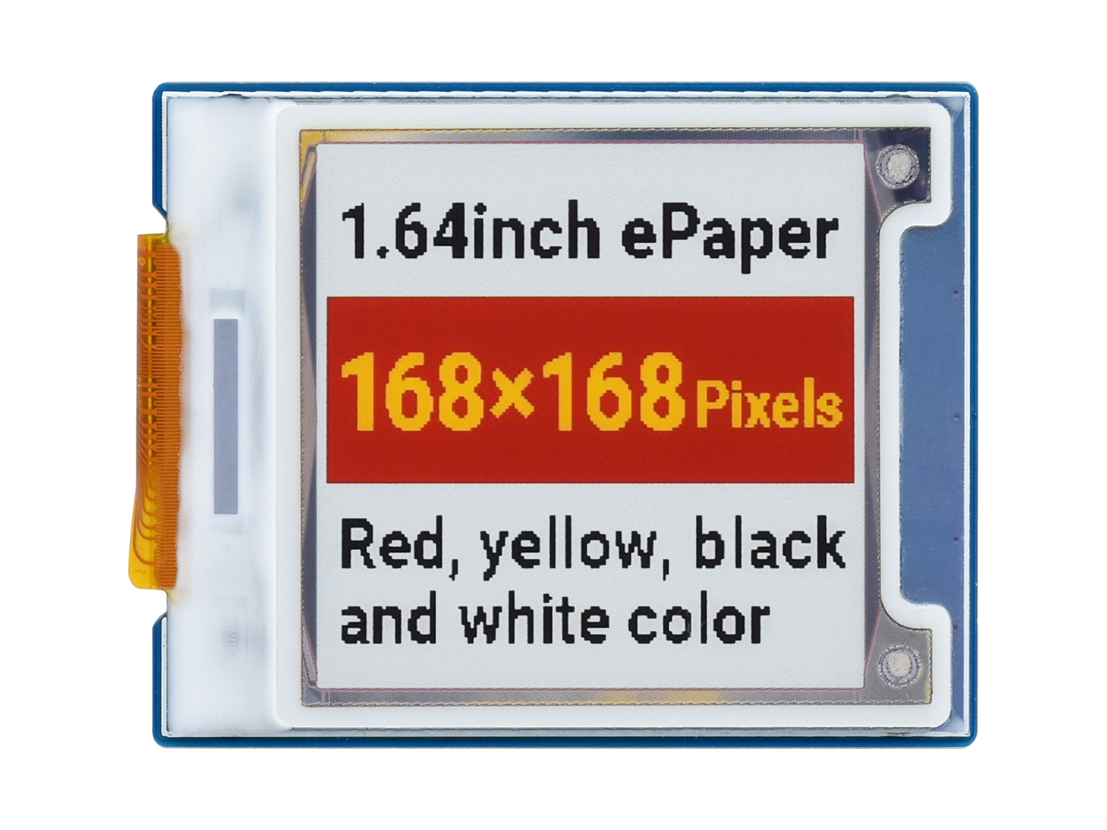 1.64寸墨水屏模块 方形e-Paper 168×168分辨率 红黄黑白四色墨水屏