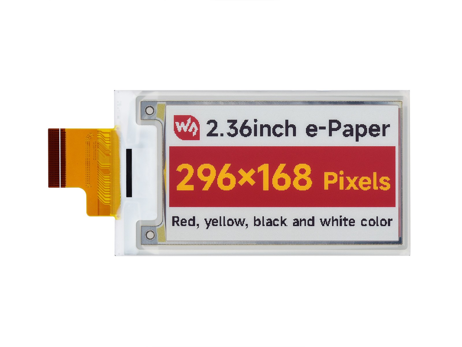 2.36寸e-Paper红黄黑白四色电子墨水屏裸屏 296×168像素 SPI通信