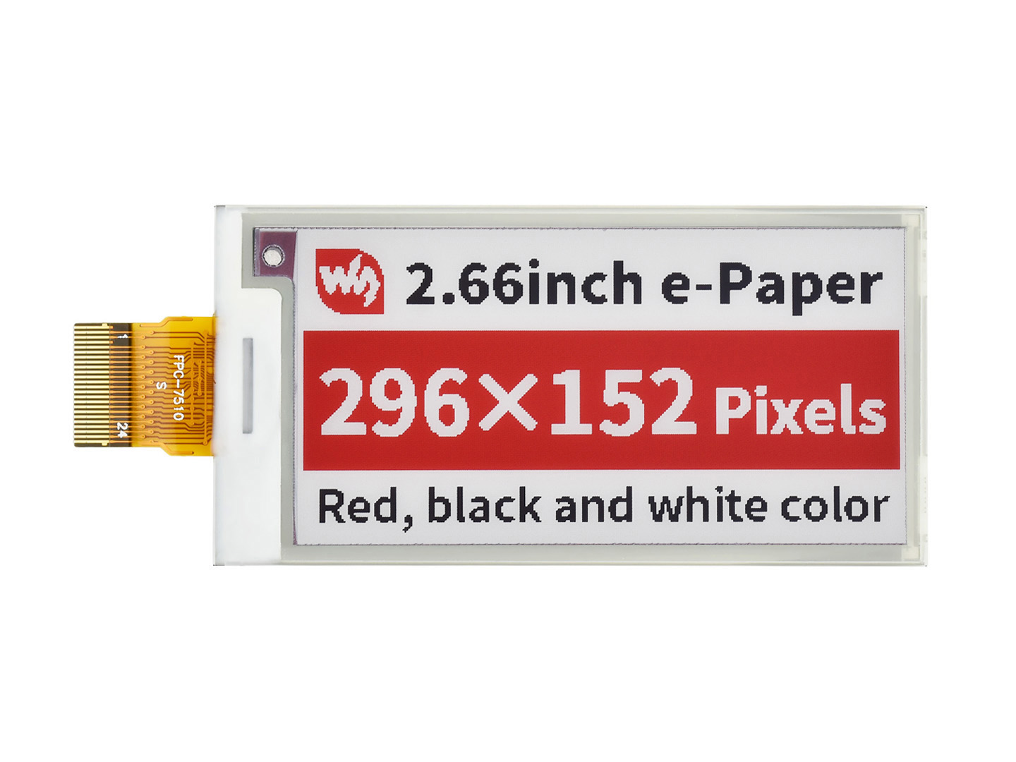 2.66寸e-Paper电子墨水屏裸屏红色296×152像素 SPI通信