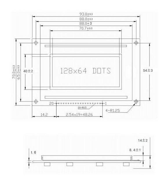 LCD12864-KS external dimension