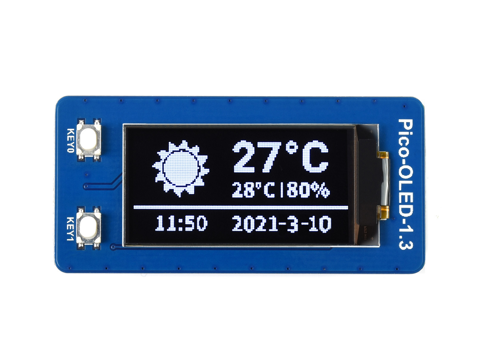 1.3寸Pico OLED显示屏模块64×128像素 I2C/SPI通信