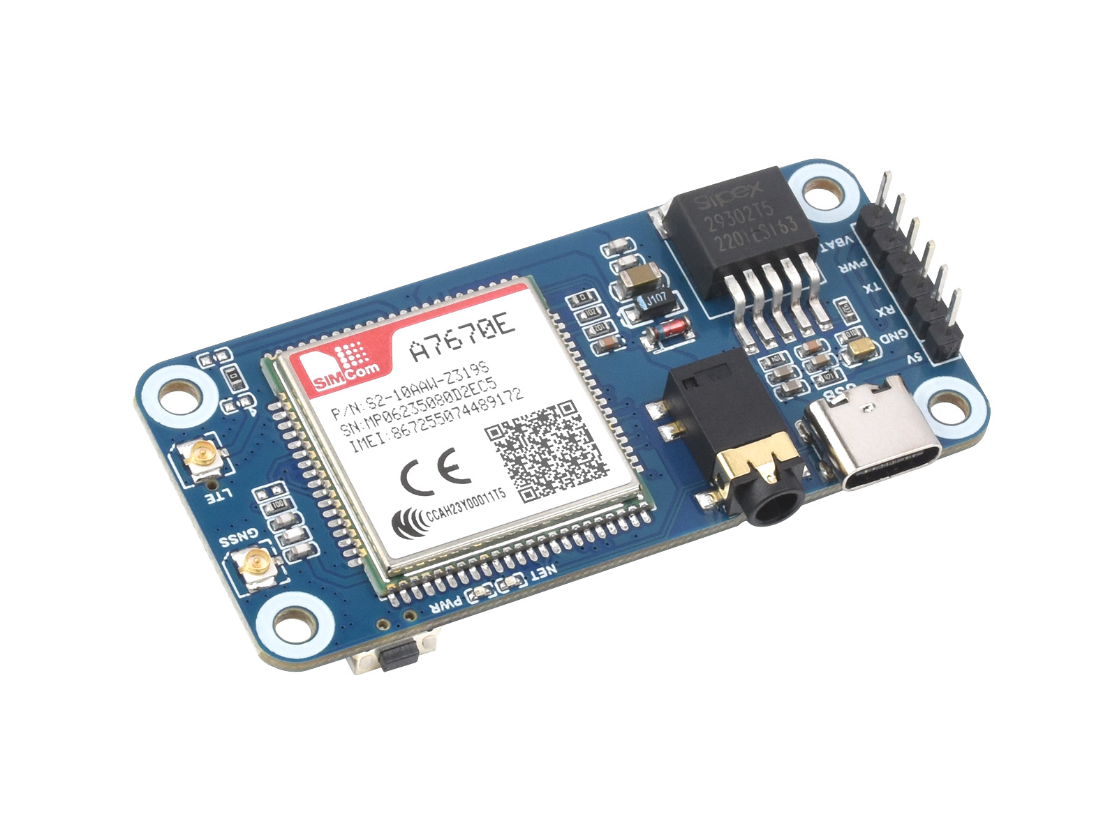 树莓派Cat-1/GSM/GPRS/GNSS扩展板 A7670E模组 支持LTE Cat-1 / 2G网络 GNSS定位