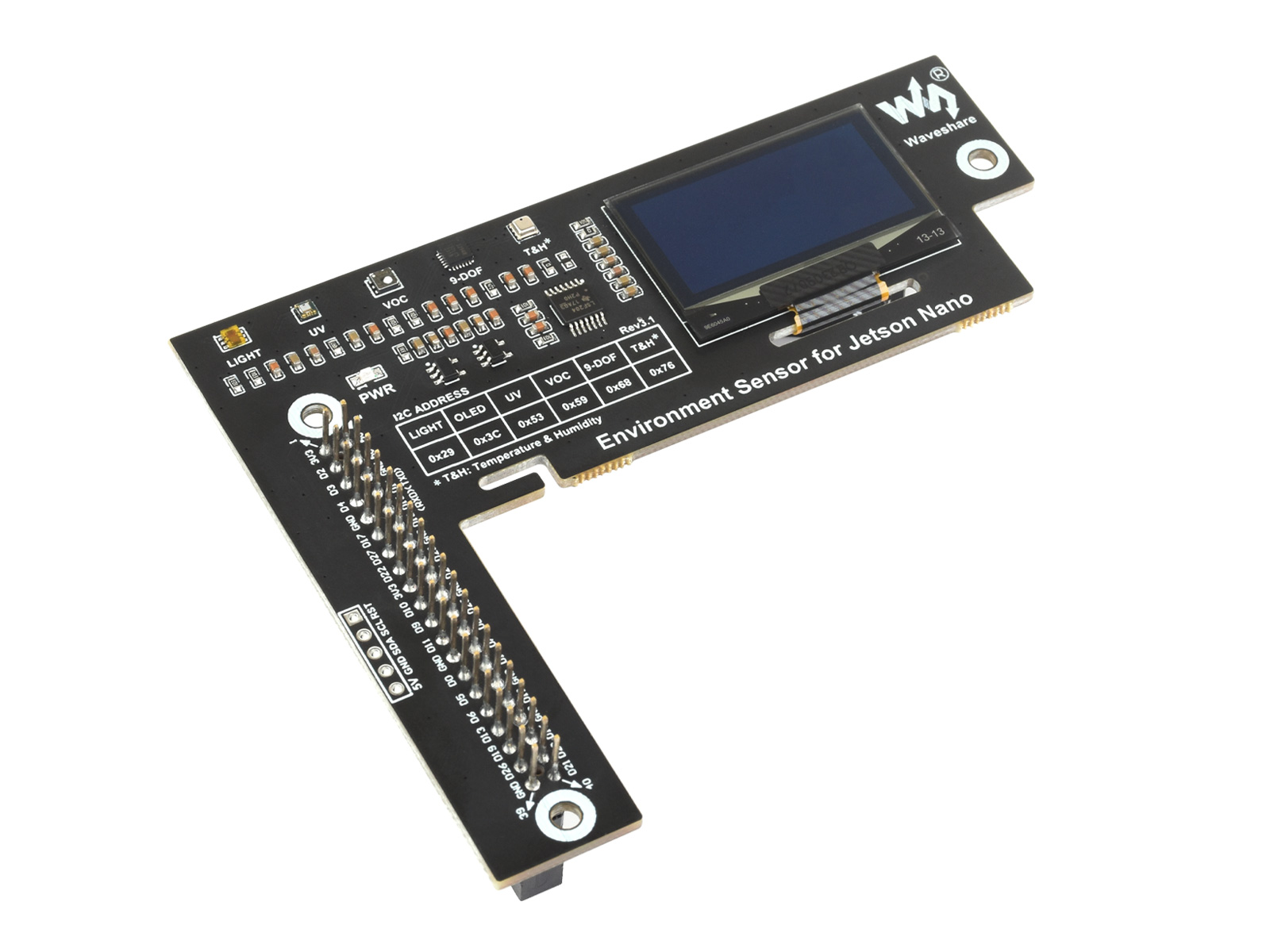Jetson Nano环境传感器扩展板I2C接口通信 板载1.3寸OLED