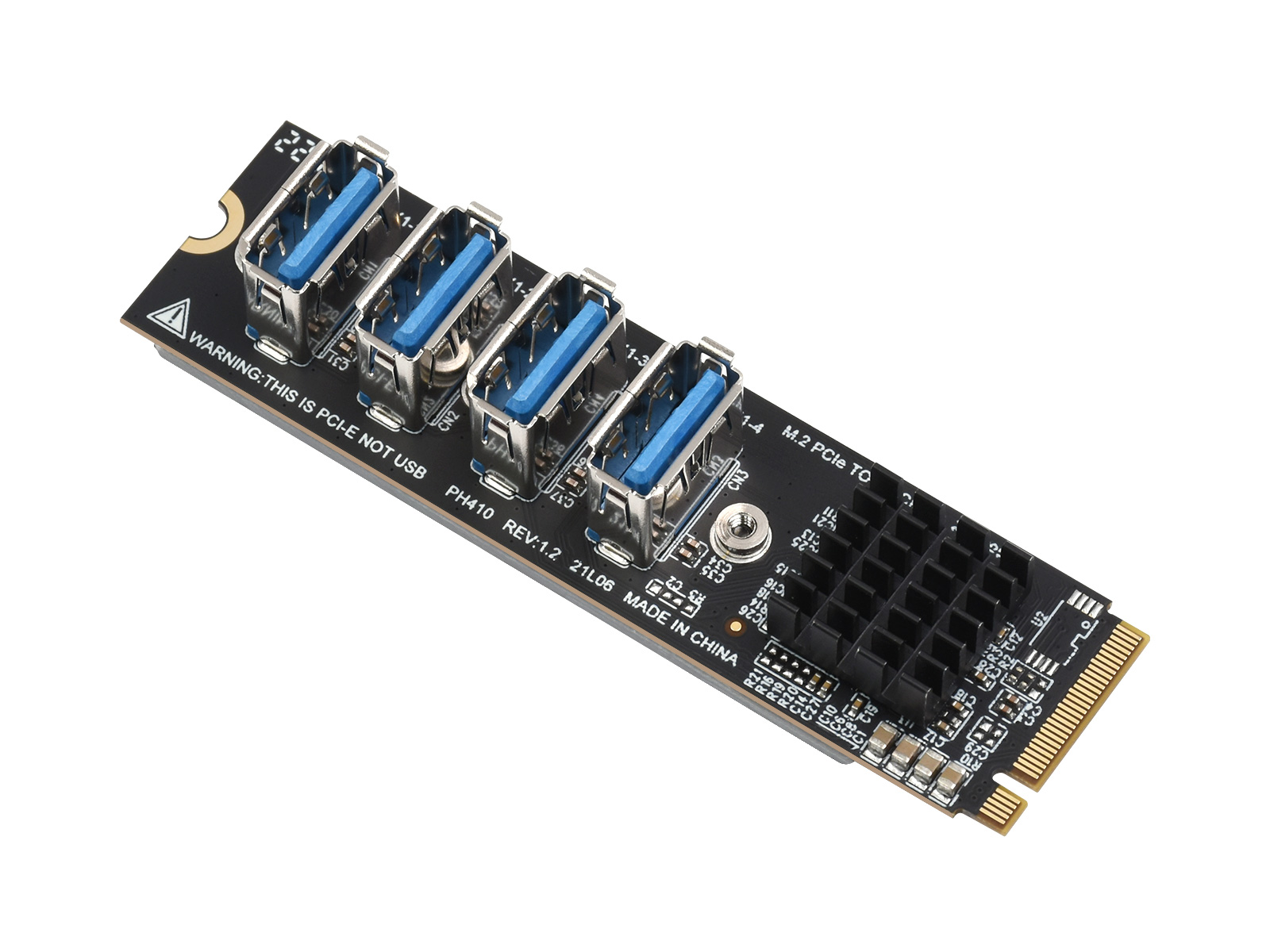M.2 转 PCIe 4 口扩展卡 适合搭配 PCIe X1 转 X16 扩展卡使用