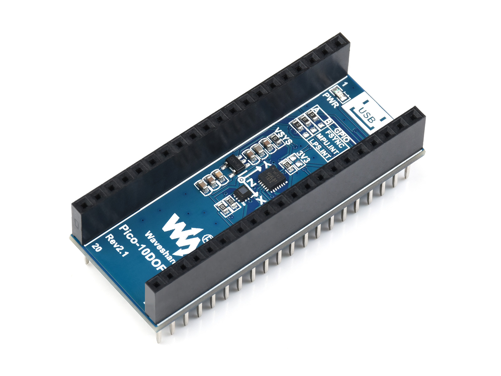 树莓派Pico 10轴传感器扩展板 MPU9250 3轴加速度/陀螺仪/磁力计