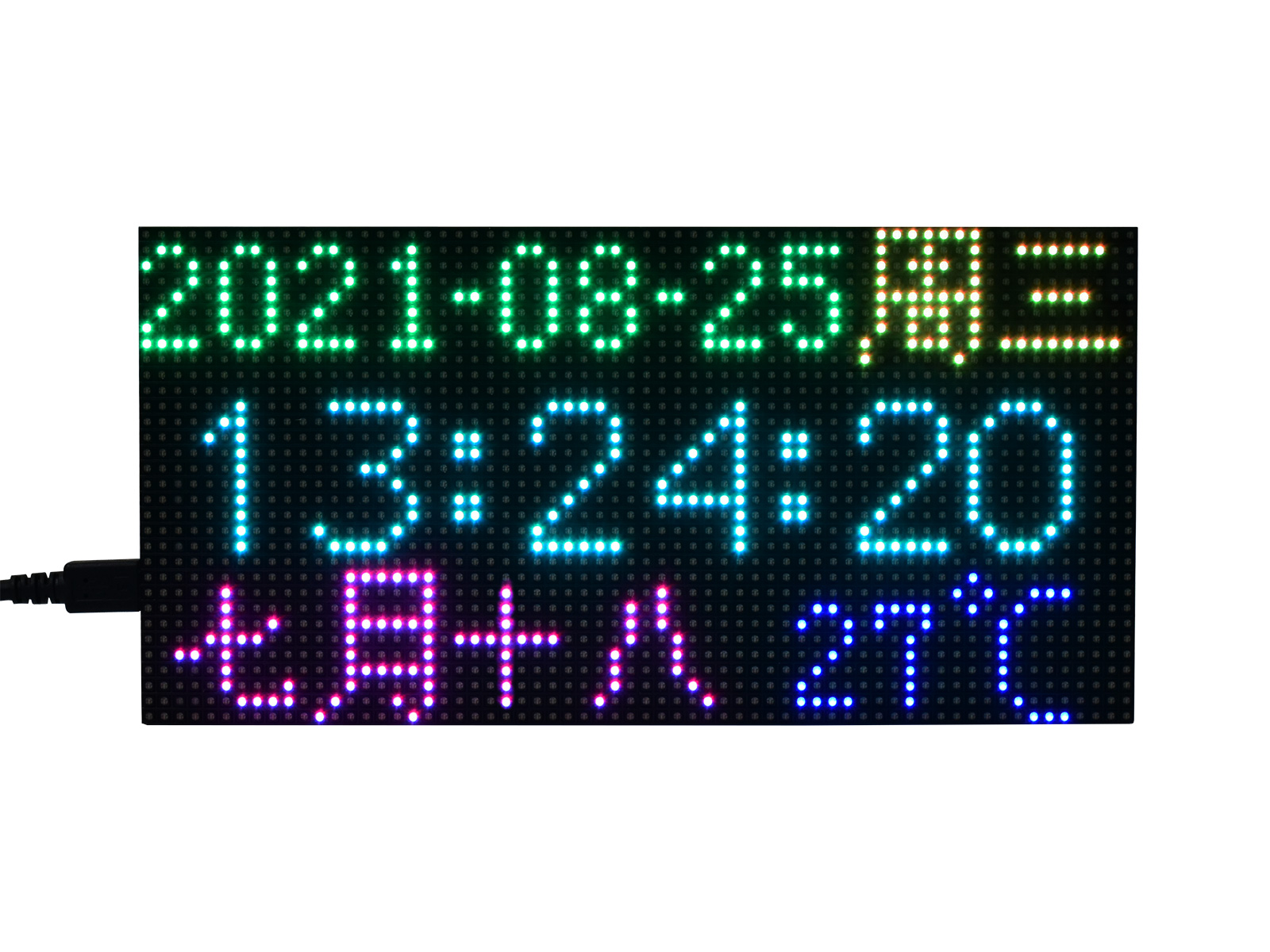 树莓派Pico RGB全彩多功能数字时钟 64×32点阵显示屏