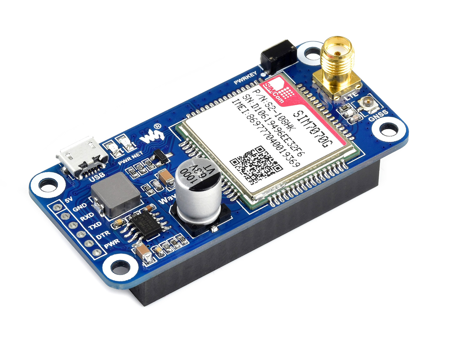 树莓派NB-IoT/Cat-M/GPRS/GNSS扩展板 基于SIM7070G模块 全球通用