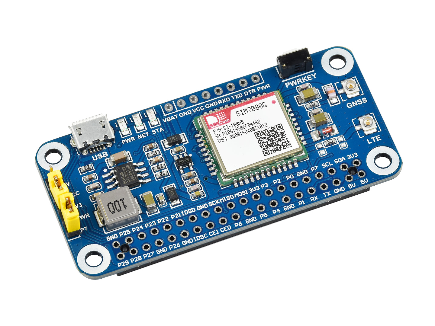 树莓派NB-IoT/Cat-M(eMTC)/GNSS扩展板 SIM7080G模组 全球通用