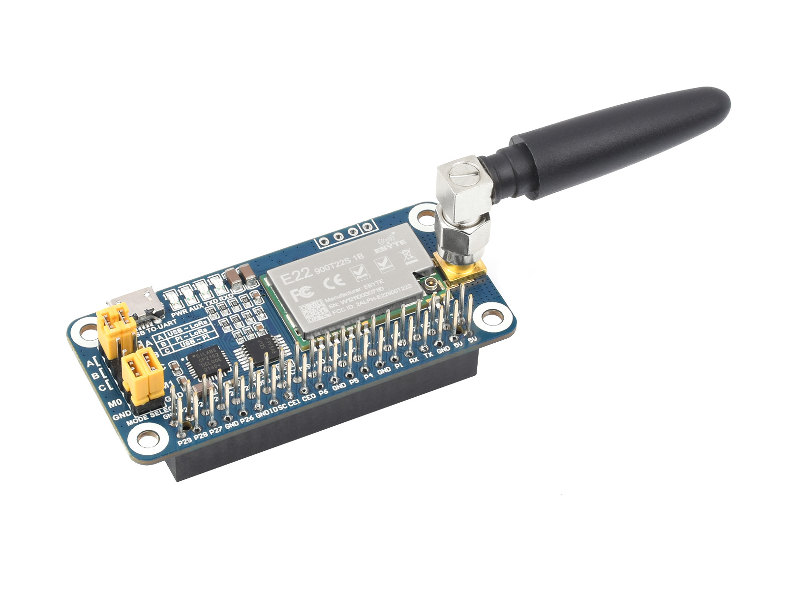 树莓派LoRa扩展板 SX1262 868MHz频段 UART控制接口