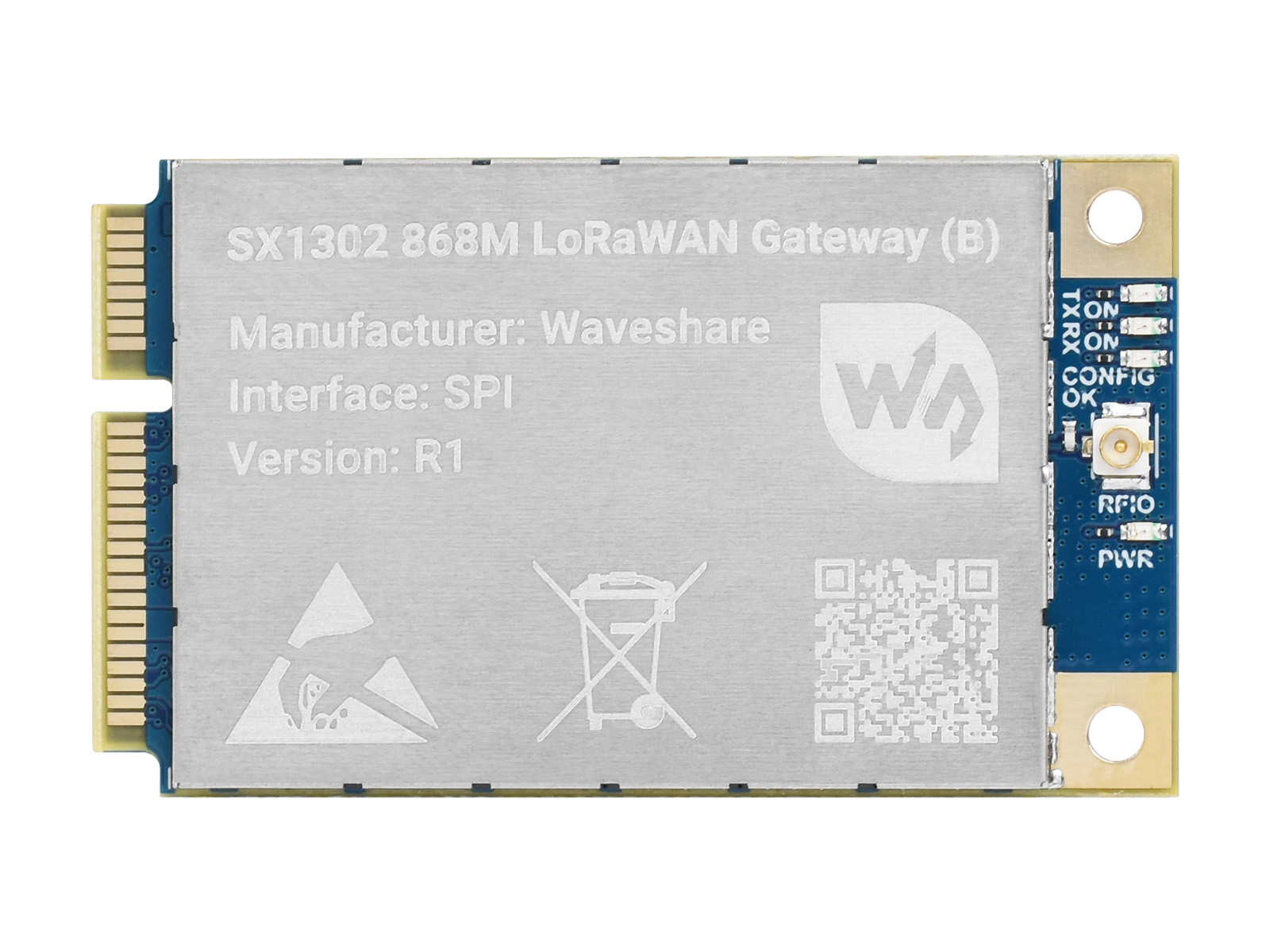 SX1302 868M LoRaWAN 网关模块 标准Mini-PCIe接口远距离大容量多频段支持