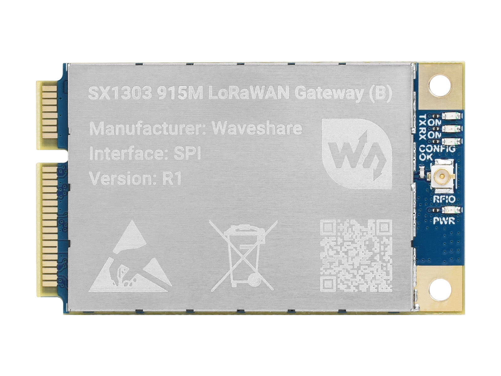 SX1303 915M LoRaWAN 网关模块 标准Mini-PCIe接口远距离大容量多频段支持