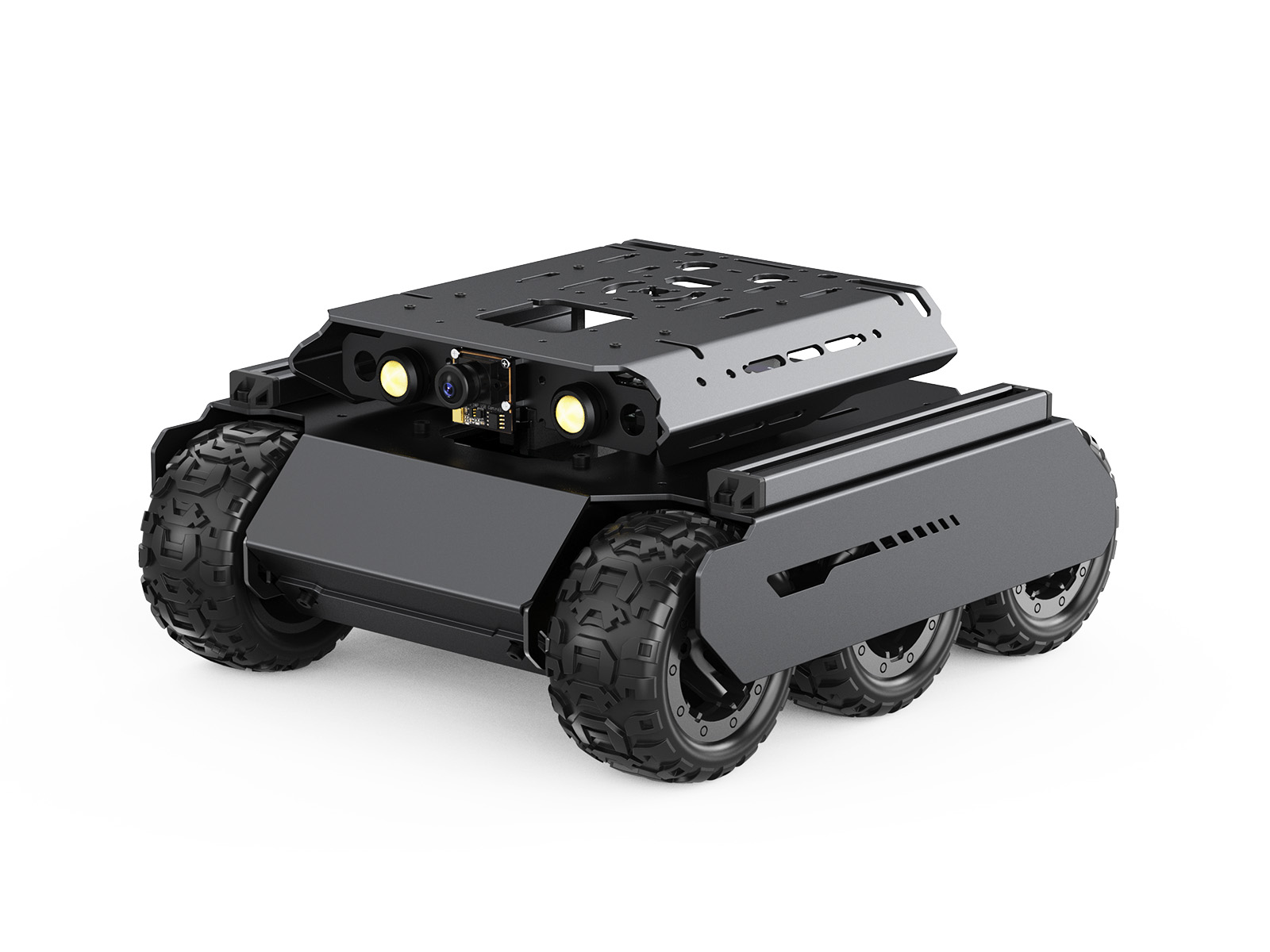 UGV Rover四驱六轮开源移动机器人 双脑架构 机器视觉 交互式教程 高性能灵活可扩展 金属架构 适用于树莓派5 不含云台