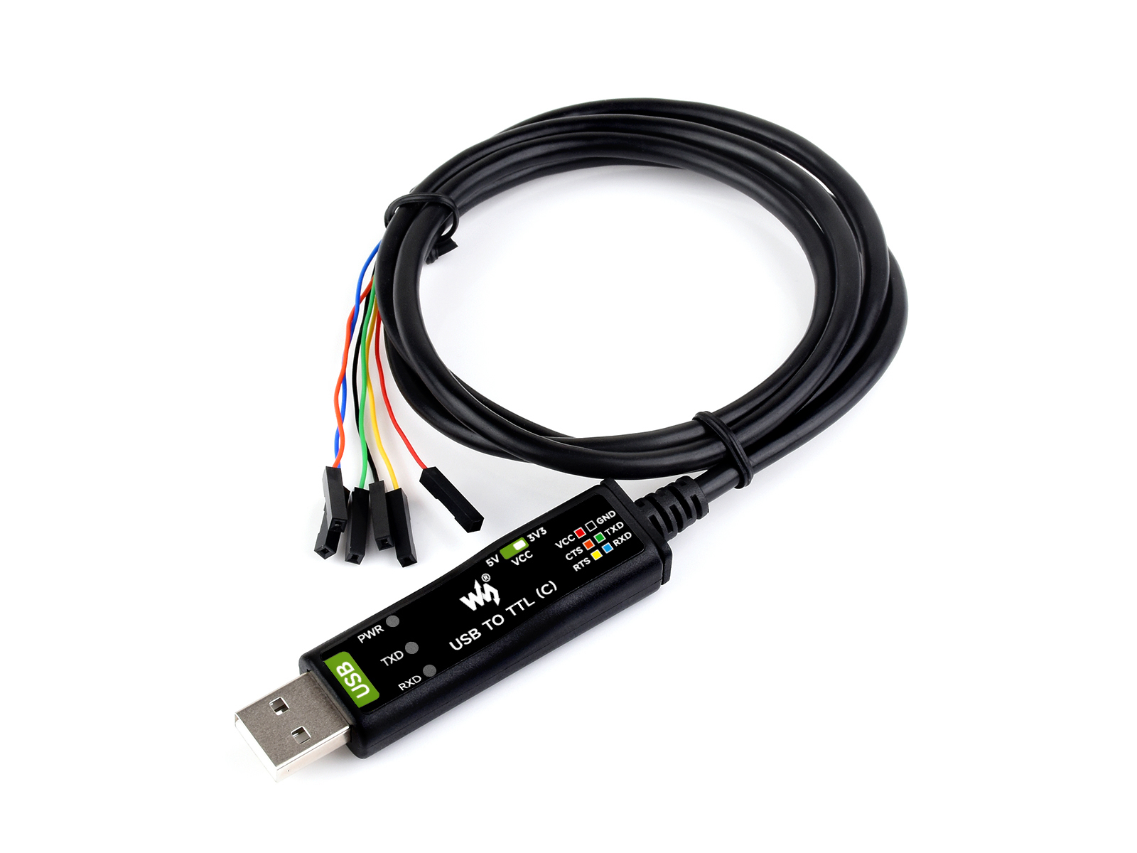 工业级USB转TTL串口线 原装FT232RNL 多种保护电路 多系统兼容 带硬件流控 串口转换线 6PIN杜邦线散头接口