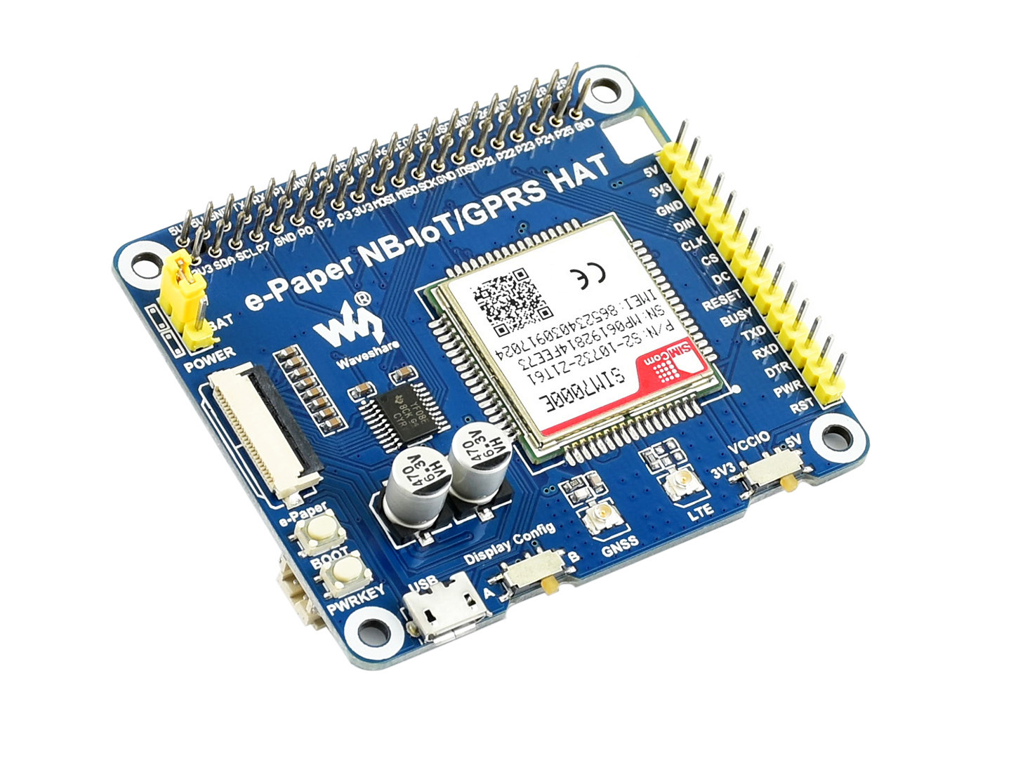 树莓派电子墨水屏物联网驱动板 支持NB-IoT/eMTC/GPRS网络