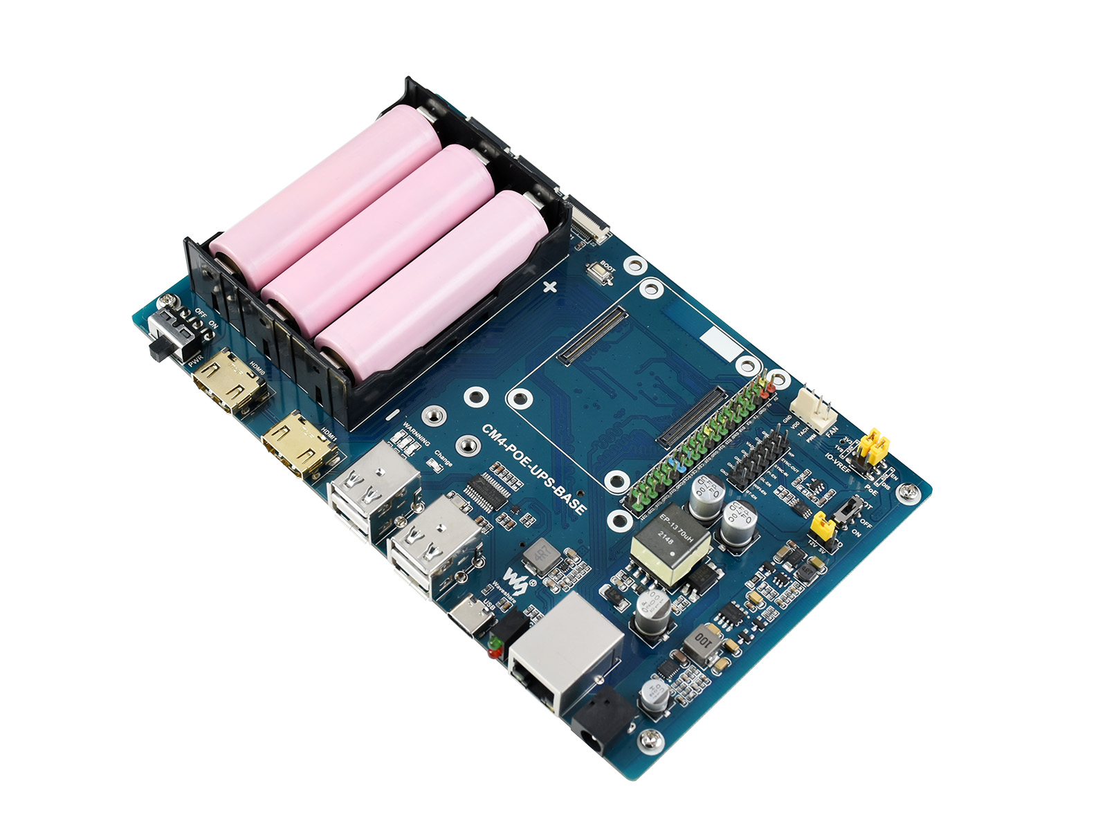 树莓派CM4 PoE UPS 不间断电源扩展板 千兆以太网双路HDMI四路USB 2.0