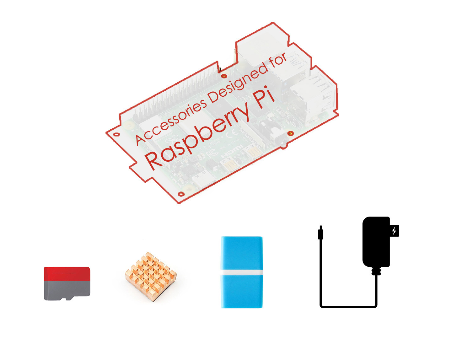 树莓派4代B入门配件包 16G SD卡 散热片 电源 不含PI4B