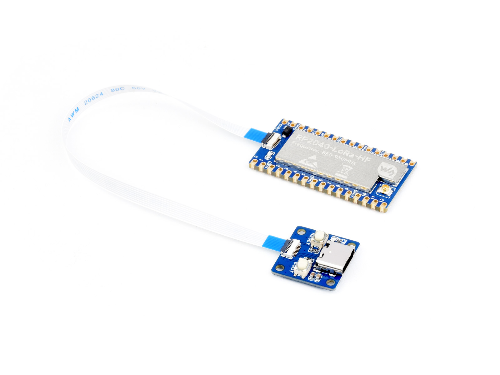 RP2040-LoRa开发板 采用SX1262射频芯片 远距离通信 分体式USB接口设计 适用于HF频段850~930MHz 带转接板和FPC线
