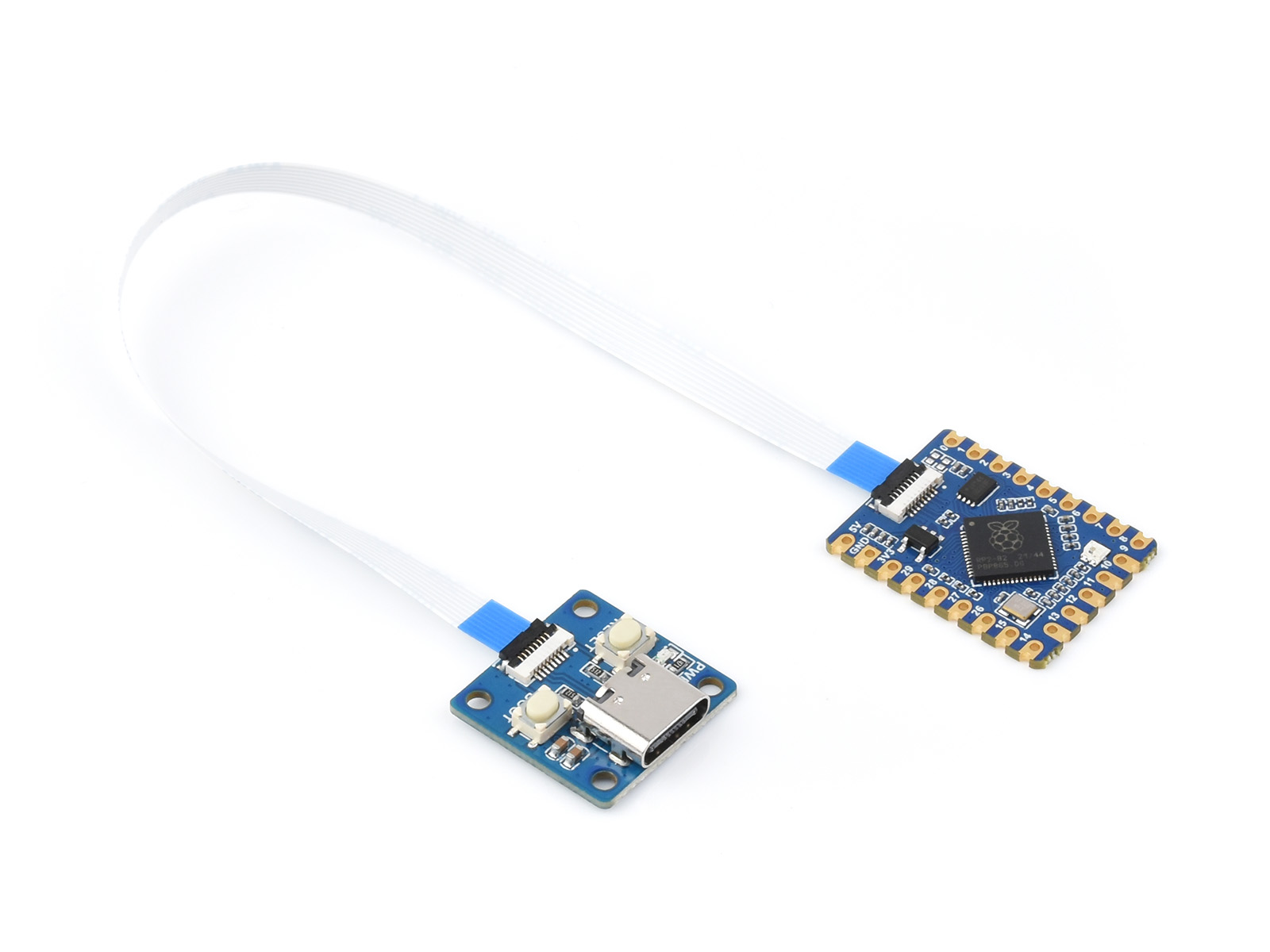 微雪RP2040-Tiny微型开发板 树莓派微控制器开发板 基于官方RP2040双核处理器 分体式USB接口设计 带转接板和FPC线