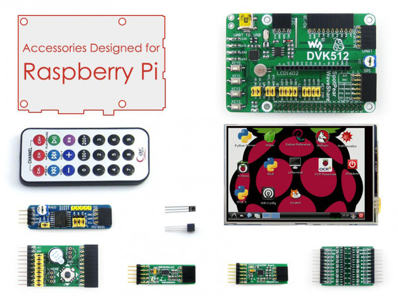 树莓派配件包A 含 3.5寸触摸屏 多功能扩展板等