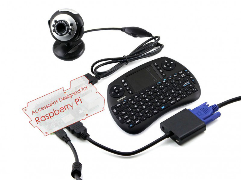 树莓派i配件包C 含无线键盘 摄像头 HDMI转VGA转接线等