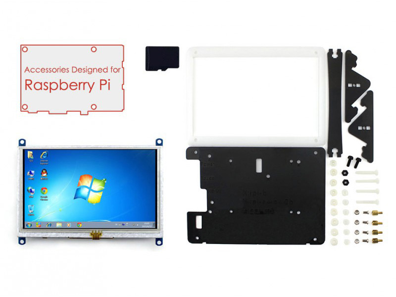 树莓派配件包E 含5寸电阻屏带外壳 SD卡 电源等