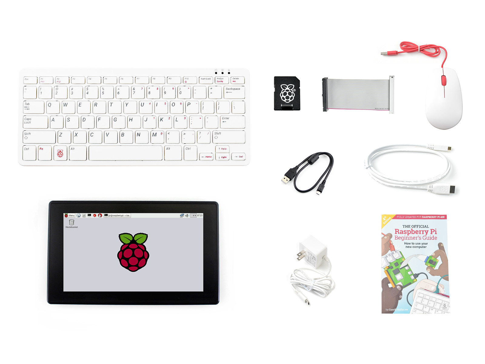 树莓派Raspberry Pi 400键盘型个人电脑 7寸触摸屏套餐 (美式)