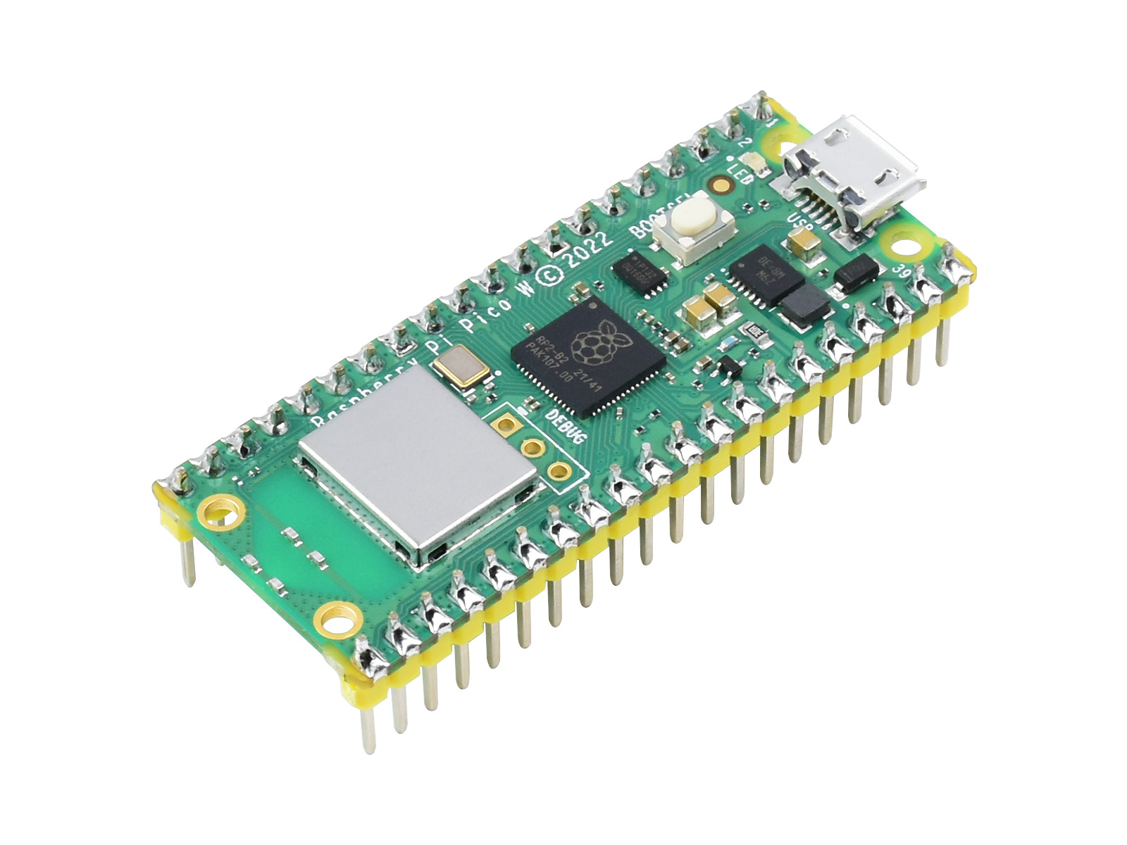 Raspberry Pi Pico W 树莓派Pico WiFi版本 微控制器开发板带黄色排针 基于官方RP2040双核处理器