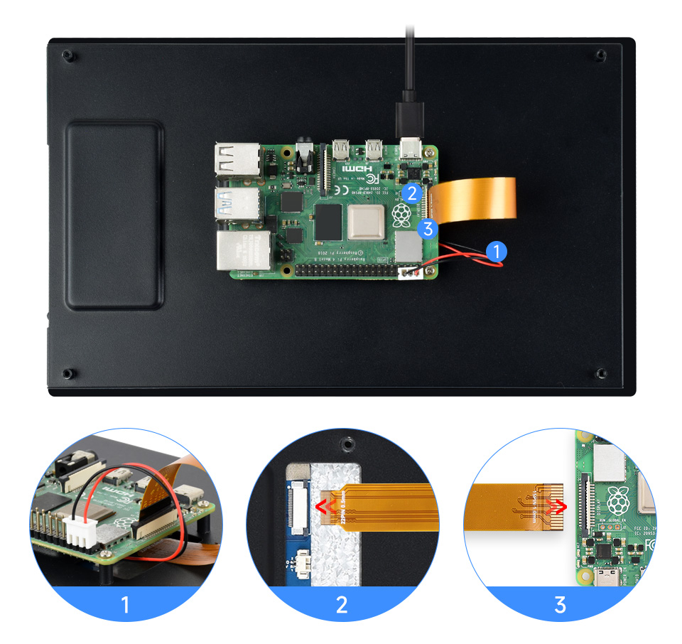 10.1 英寸 DSI 显示屏触控屏接入树莓派 4B