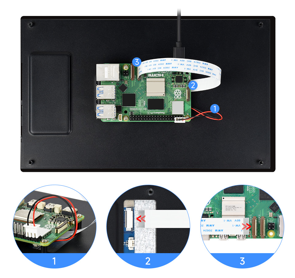 10.1 英寸 DSI 显示屏触控屏接入树莓派 5