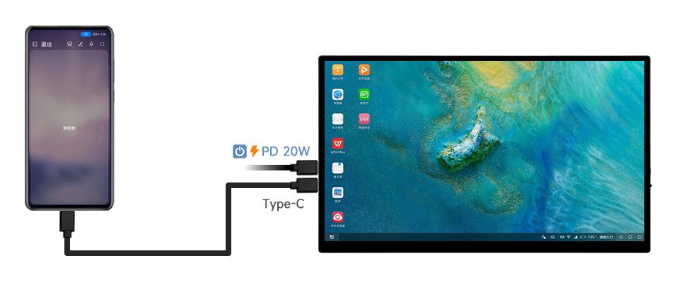 14寸便携式显示器接入手机