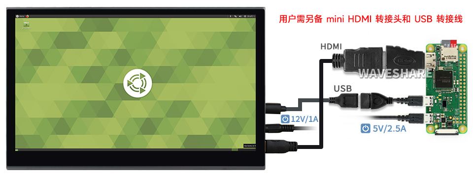 15.6 英寸 QLED 触控屏接入树莓派 Zero 2 W