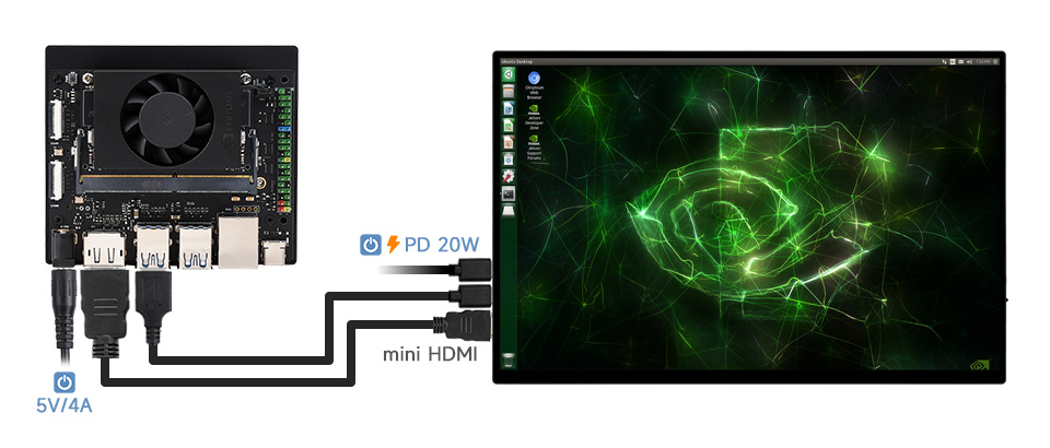 16 英寸便携式显示器接入人工智能版 Jetson Orin