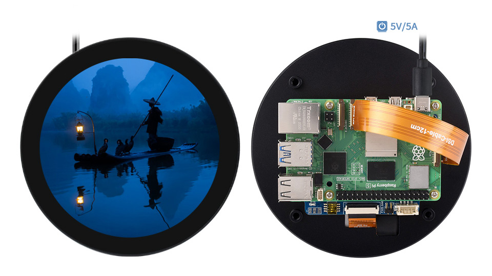 3.4 英寸圆形触控屏接入树莓派 5