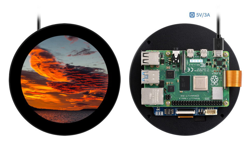 3.4 英寸圆形触控屏接入树莓派 4B