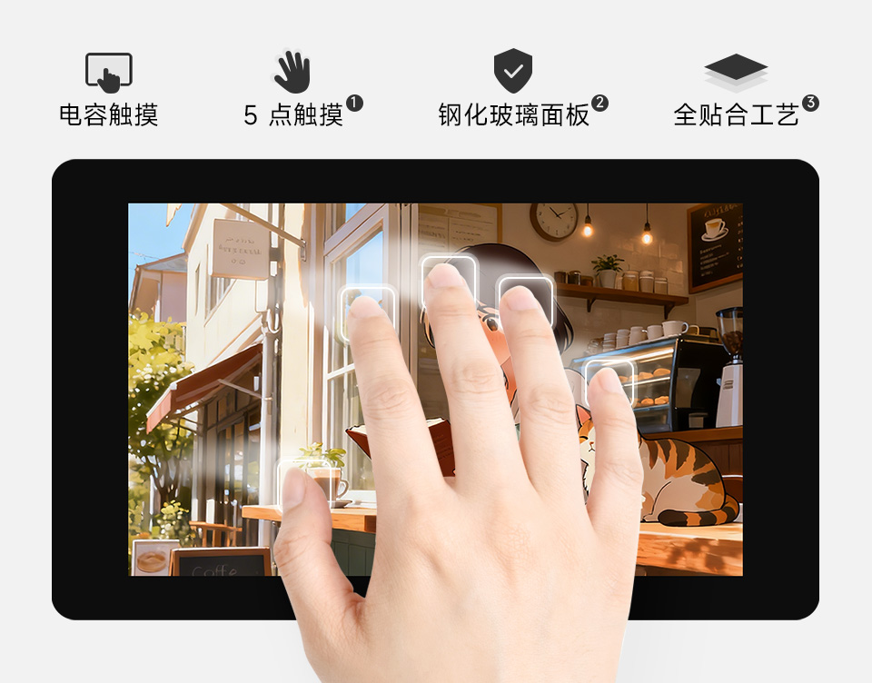 4/4.3 英寸 DSI 触控屏支持电容式五点触控