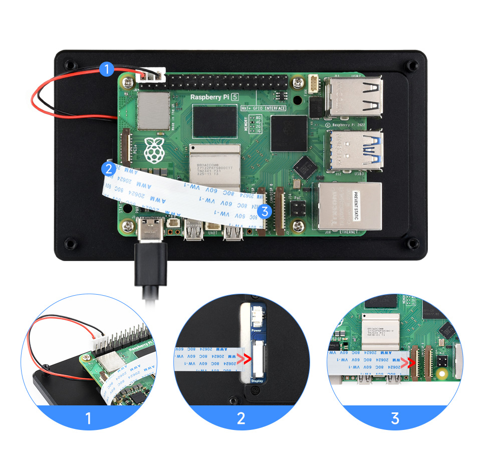 5 英寸 DSI 显示屏/触控屏接入树莓派 5