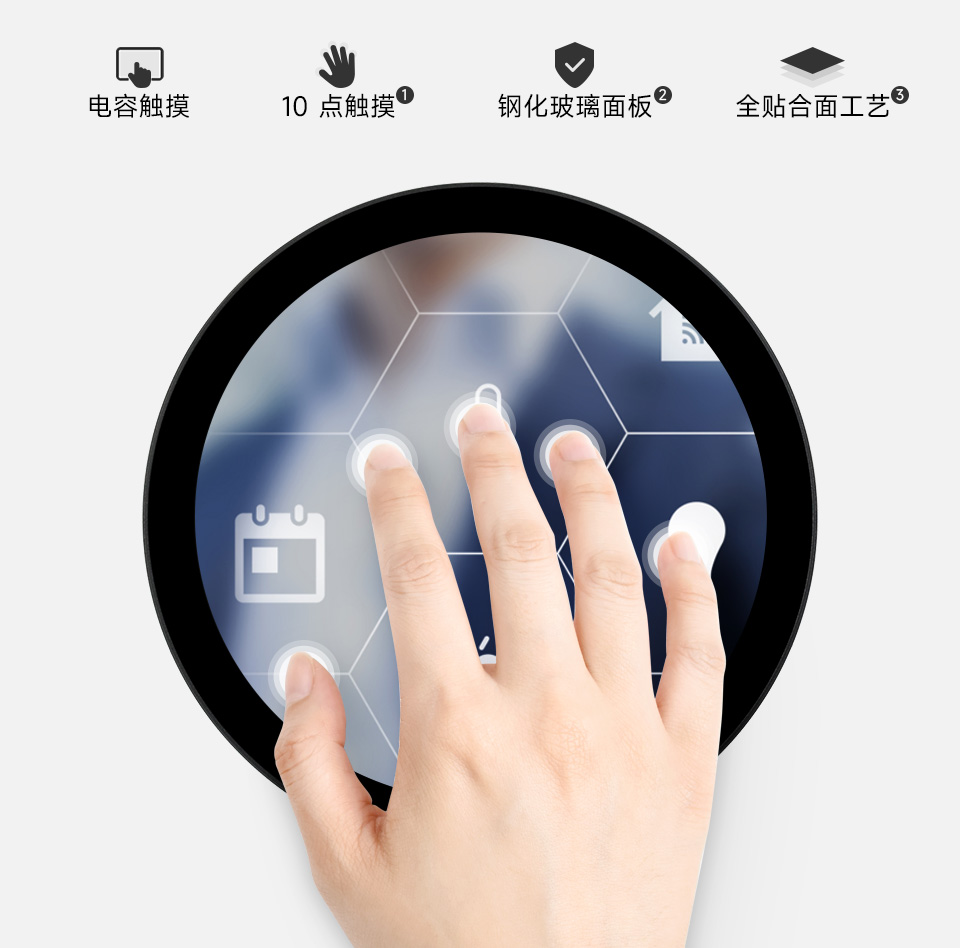 5 英寸圆形触控屏电容式十点触摸