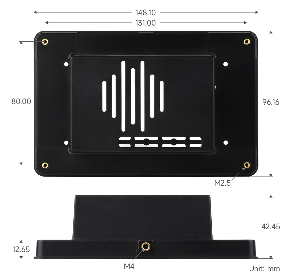 树莓派原装 5 英寸触控屏外壳尺寸