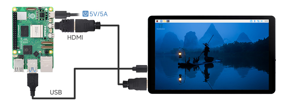 8 英寸高色域触摸显示器接入树莓派 4B