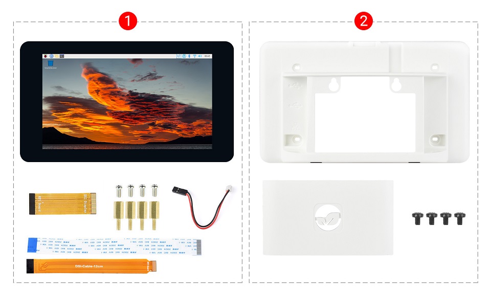 7 英寸 DSI 触控屏 带外壳 配置清单