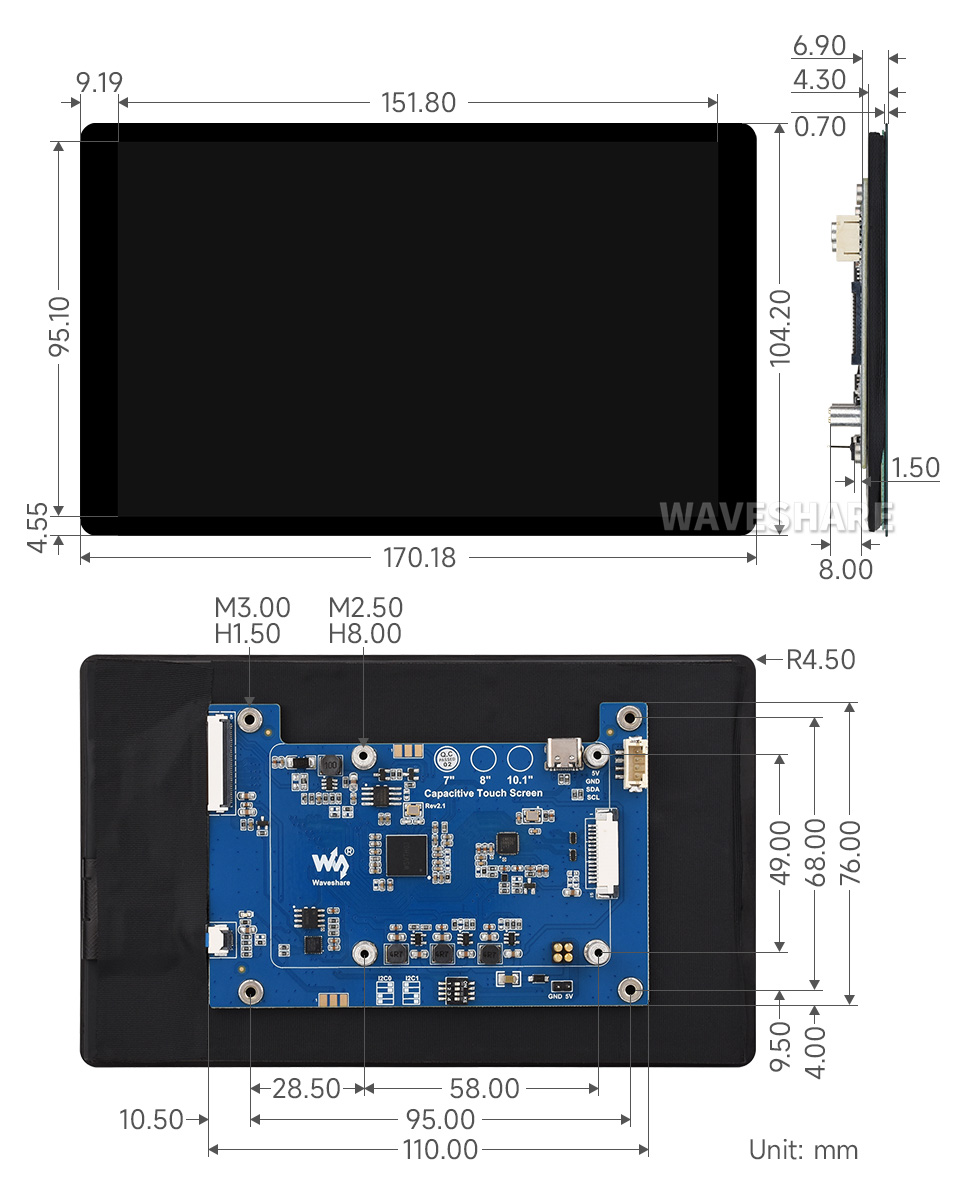 8.8 英寸触控屏标准版尺寸