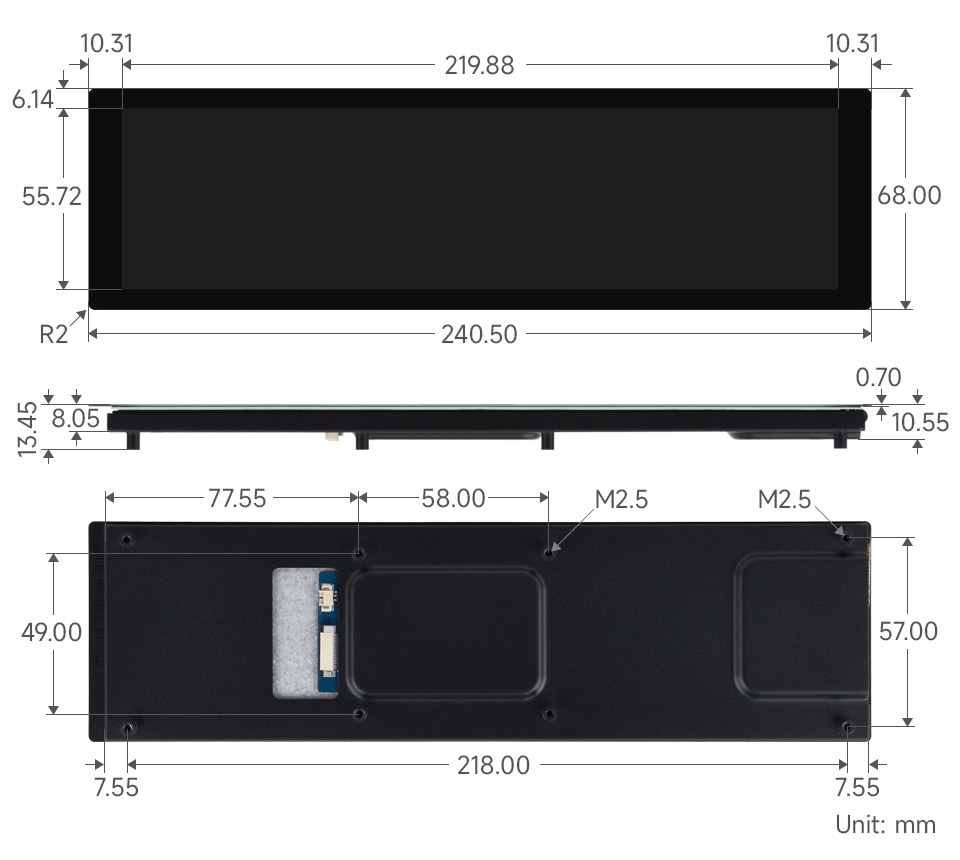 8.8 英寸 DSI 触控屏产品尺寸