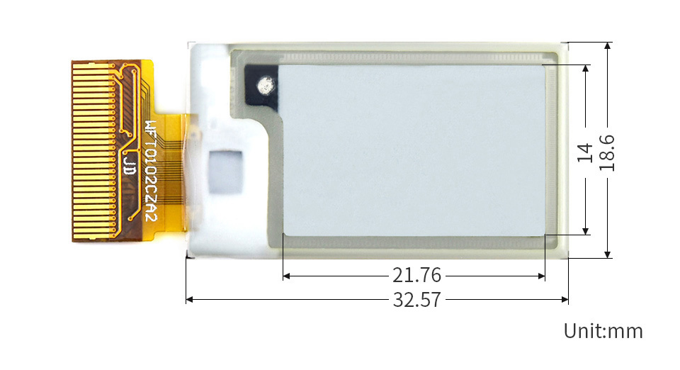 1.02英寸电子墨水屏尺寸