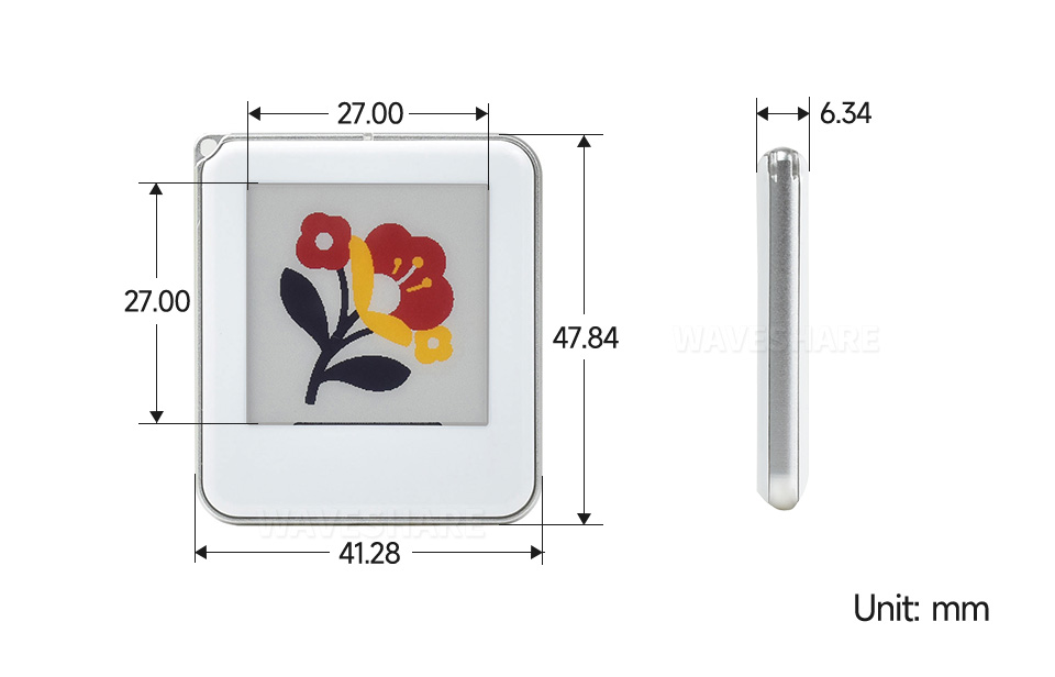 1.54英寸无源NFC电子墨水屏产品尺寸