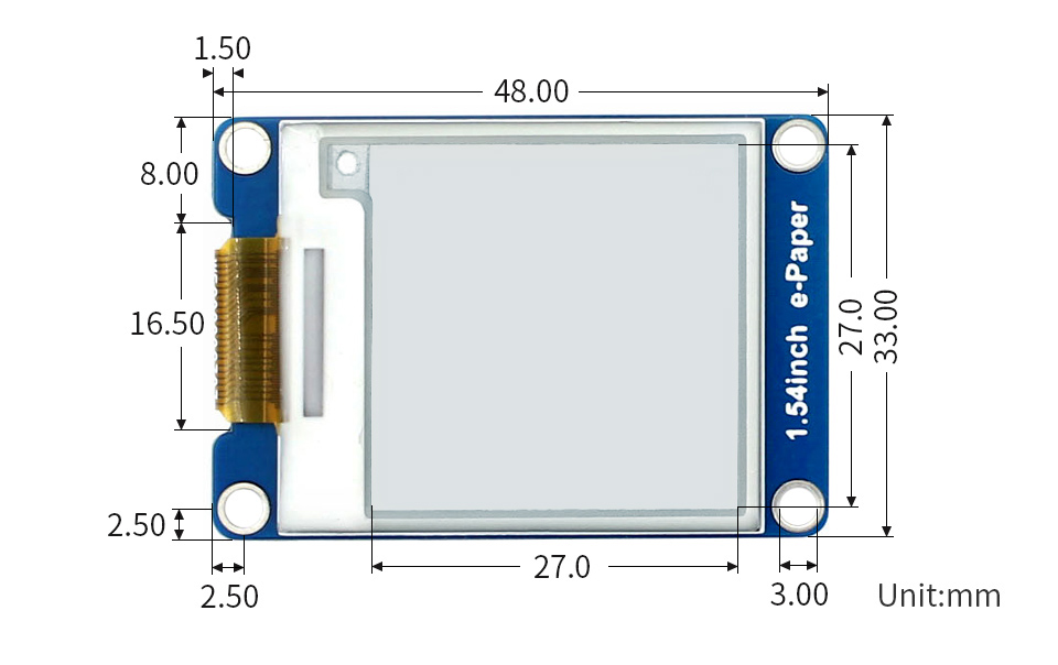 1.54英寸电子墨水屏尺寸
