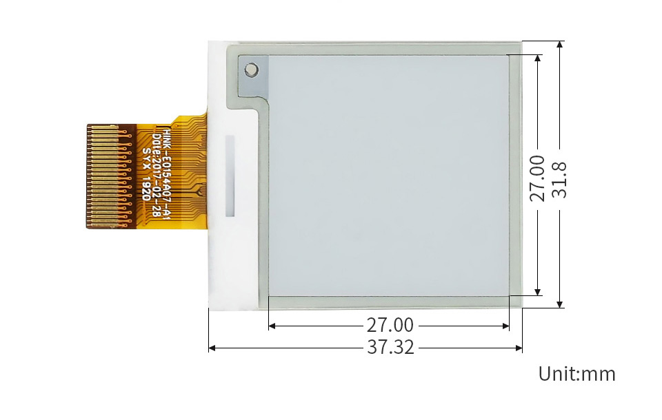1.54英寸电子墨水屏尺寸