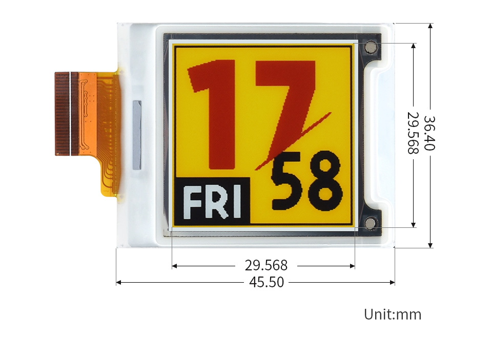 1.64 英寸电子墨水屏尺寸