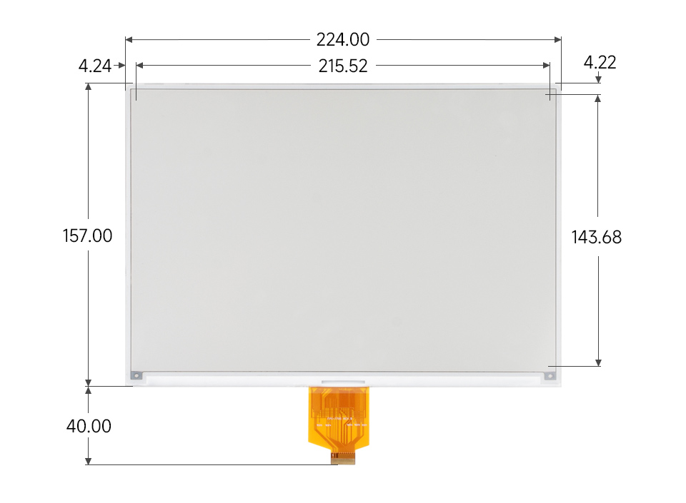 10.2 英寸电子墨水屏模块尺寸